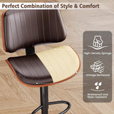 SERENITà European Wooden Modern Bar Stools Bistro Stool with Rotating and Aerodynamic Multi-levelled (Grey) - 45-Degree Angle