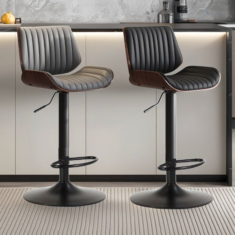 SERENITà European Wooden Modern Bar Stools Bistro Stool with Rotating and Aerodynamic Multi-levelled (Grey)