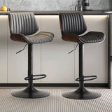 SERENITà European Wooden Modern Bar Stools Bistro Stool with Rotating and Aerodynamic Multi-levelled (Grey) - Front View