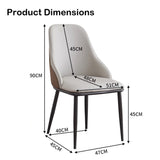 VELLUTO Dining Chair Modern upholstered Leather Kitchen Chairs with armrests Bathtub Chair Leisure Lounge Chair Living Room Bedroom Home Set of 2(Light Grey) - Front View