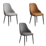 VELLUTO Dining Chair Modern upholstered Leather Kitchen Chairs with armrests Bathtub Chair Leisure Lounge Chair Living Room Bedroom Home Set of 2(Orange) - Side View