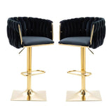 SERENIT? Modern Velvet Breakfast Bar Stools Swivel Barstools Adjustable Counter Stools with Backrest Set of 2 Black