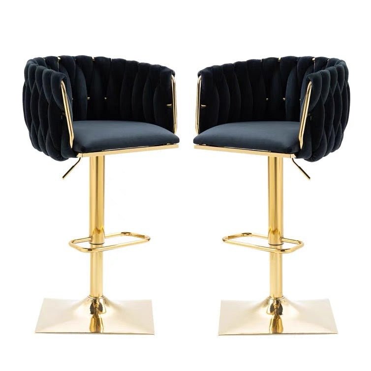 SERENITà Modern Velvet Breakfast Bar Stools Swivel Barstools Adjustable Counter Stools with Backrest Set of 2 Black