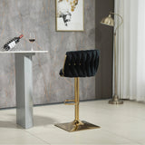 SERENIT? Modern Velvet Breakfast Bar Stools Swivel Barstools Adjustable Counter Stools with Backrest Set of 2 Black