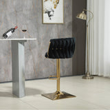 SERENITà Modern Velvet Breakfast Bar Stools Swivel Barstools Adjustable Counter Stools with Backrest Set of 2 Black - Top-Down View