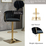 SERENIT? Modern Velvet Breakfast Bar Stools Swivel Barstools Adjustable Counter Stools with Backrest Set of 2 Black