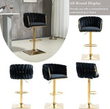 SERENIT? Modern Velvet Breakfast Bar Stools Swivel Barstools Adjustable Counter Stools with Backrest Set of 2 Black