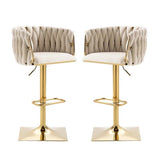 SERENITà Modern Velvet Breakfast Bar Stools Swivel Barstools Adjustable Counter Stools with Backrest