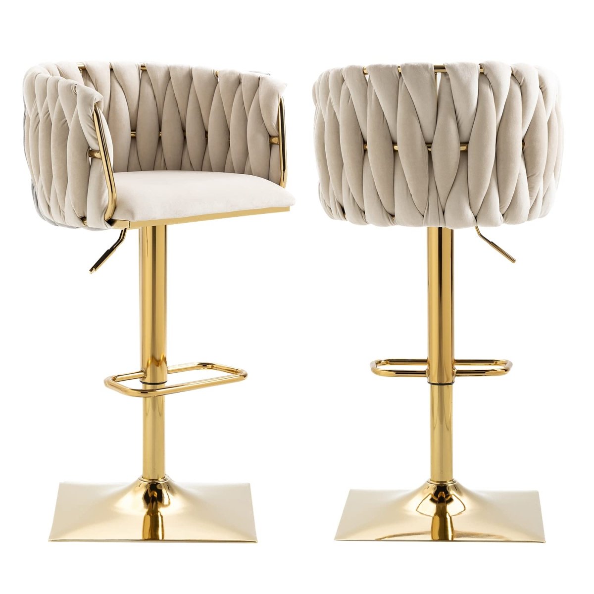 SERENITà Modern Velvet Breakfast Bar Stools Swivel Barstools Adjustable Counter Stools with Backrest