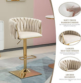 SERENITà Modern Velvet Breakfast Bar Stools Swivel Barstools Adjustable Counter Stools with Backrest Set of 2 iVORY - Extra Image
