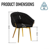 SERENITà Black Modern Velvet Dining Chairs, Upholstered Living Room Chair with Woven Back and Golden Metal Legs, Mid-Century Accent Set of 2(BLACK) - Rear View
