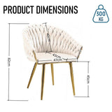 SERENITà Ivory Modern Velvet Dining Chairs, Upholstered Living Room Chair with Woven Back and Golden Metal Legs, Mid-Century Accent Set of 2(Ivory) - Top-Down View
