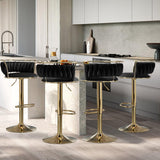SERENITà Golden Swivel Upholstered Velvet Adjustable Height Counter Stool with Metal Frame Black (Set of 2) - Side View