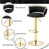 SERENITà Golden Swivel Upholstered Velvet Adjustable Height Counter Stool with Metal Frame Black (Set of 2) - 45-Degree Angle