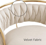 SERENITà Golden Swivel Upholstered Velvet Adjustable Height Counter Stool with Metal Frame Ivory (Set of 2) - Close-Up Angle