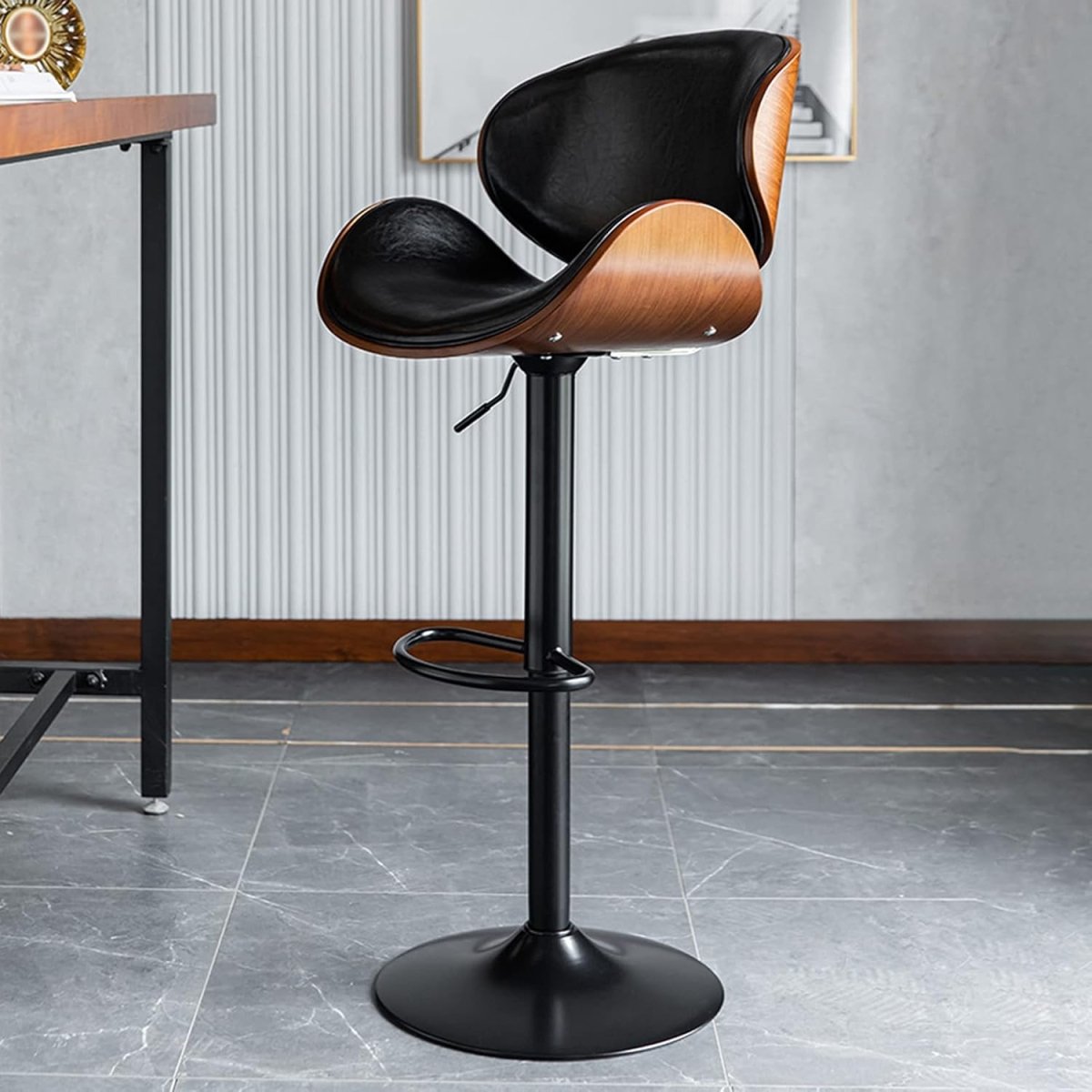 SERENIT? European Black Modern Bar Stools Swivel Bar Stool Chair Counter Height Barstool with 360 Degree Swivel Seat