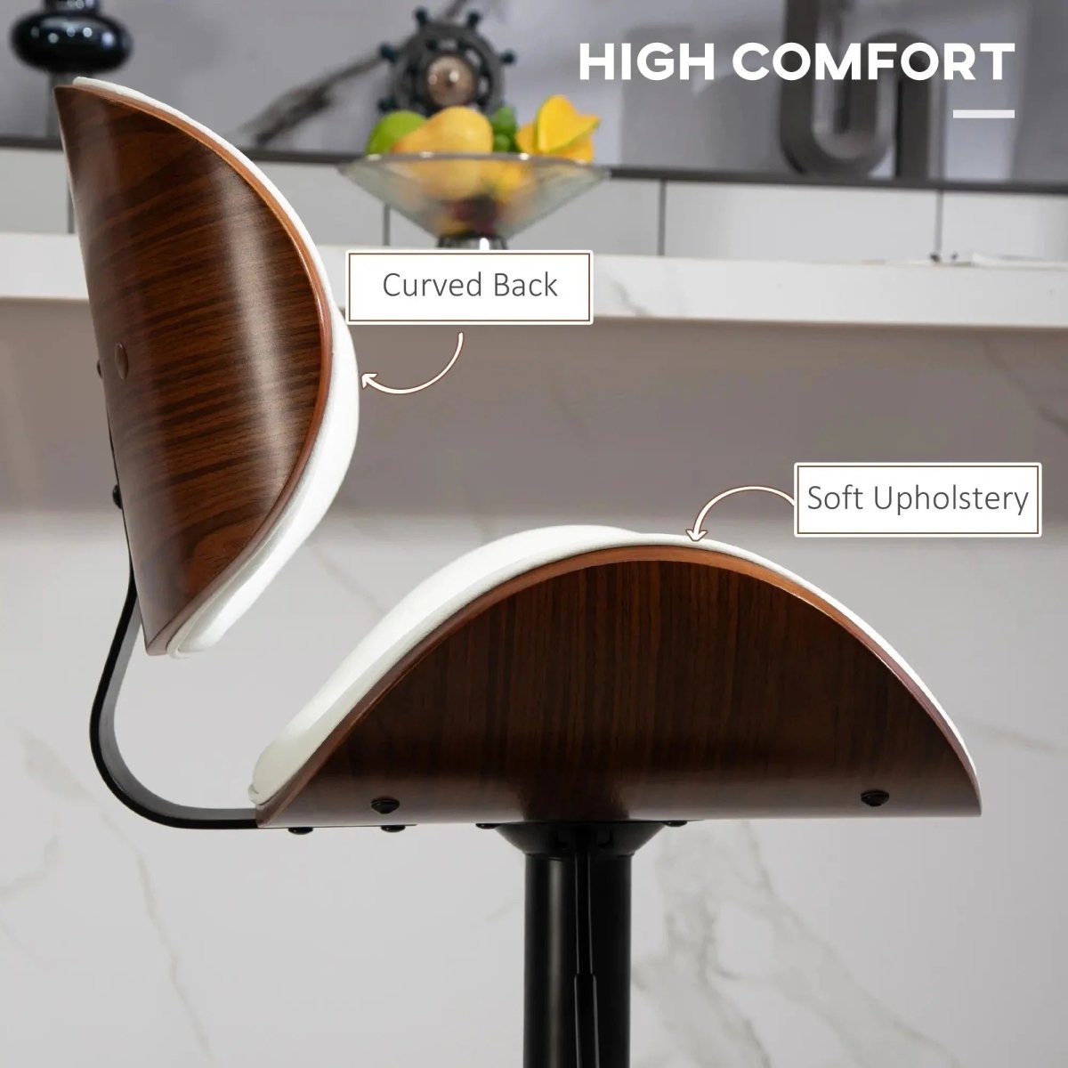 SERENITà European White Modern Bar Stools Swivel Bar Stool Chair Counter Height Barstool with 360 De