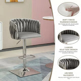 SERENITà Modern Velvet Breakfast Bar Stools Swivel Barstools Adjustable Counter Stools with Backrest (Silver-Grey) - Top-Down View