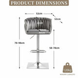 SERENITà Modern Velvet Breakfast Bar Stools Swivel Barstools Adjustable Counter Stools with Backrest (Silver-Grey) - 45-Degree Angle