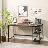 1.4m Computer Table Desk Book Storage Student Study Home Office Workstation Vintage Oak Finish - Top-Down View