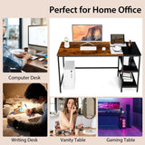 1.4m Computer Table Desk Book Storage Student Study Home Office Workstation Vintage Oak Finish - 45-Degree Angle