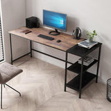 Computer Table Desk Book Storage Student Study Home Office Workstation Vintage Oak Finish - Front View