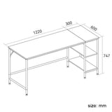 Computer Table Desk Book Storage Student Study Home Office Workstation Vintage Oak Finish - Close-Up Angle