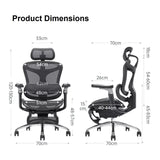 SIHOO A3 Doro C300 Ergonomics Executive Office Chair with Footrest Black - 45-Degree Angle