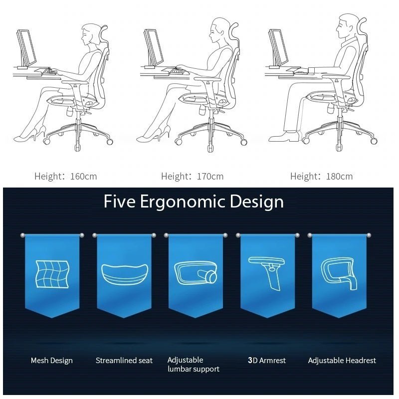 Sihoo M57 Ergonomic Office Chair Computer Chair Desk Chair High Back Chair Breathable3D Armrest and Lumbar Support Black with Footrest