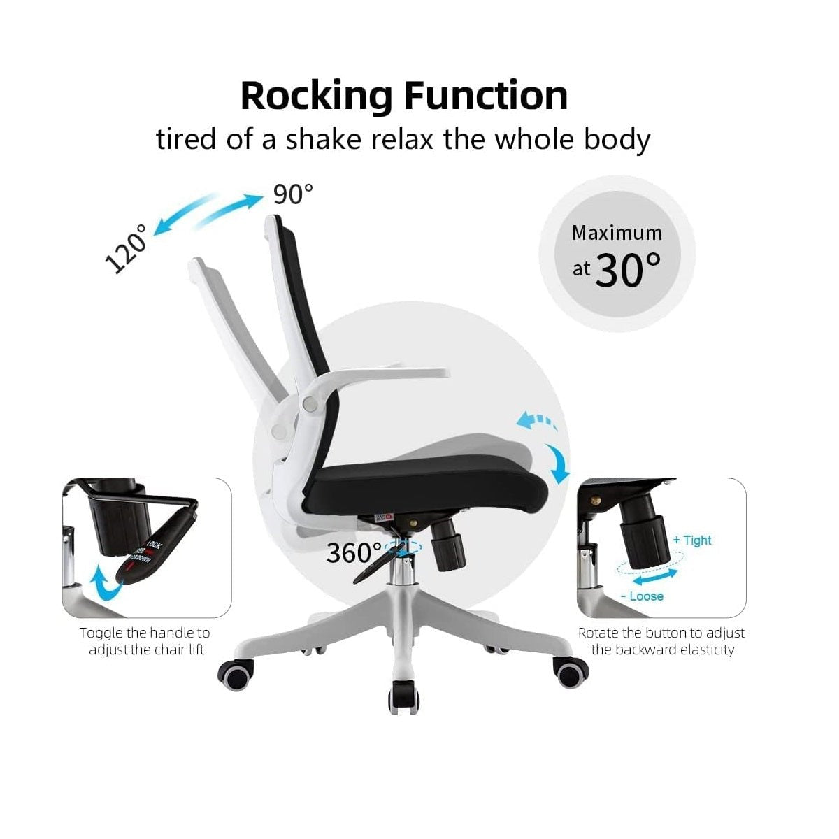 SIHOO M76 Ergonomic Office Chair Swivel Desk Chair Height Adjustable Mesh Back Computer Chair with Lumbar Support 90° Flip-up Armrest Grey