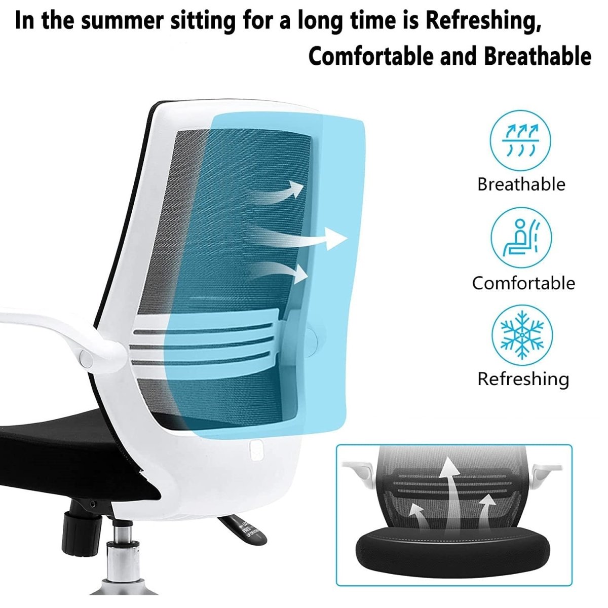 SIHOO M76 Ergonomic Office Chair Swivel Desk Chair Height Adjustable Mesh Back Computer Chair with Lumbar Support 90° Flip-up Armrest Grey