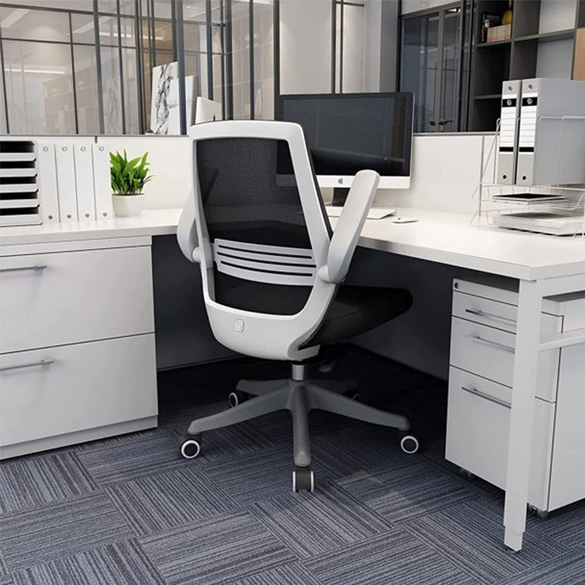 SIHOO M76 Ergonomic Office Chair Swivel Desk Chair Height Adjustable Mesh Back Computer Chair with Lumbar Support 90° Flip-up Armrest Grey