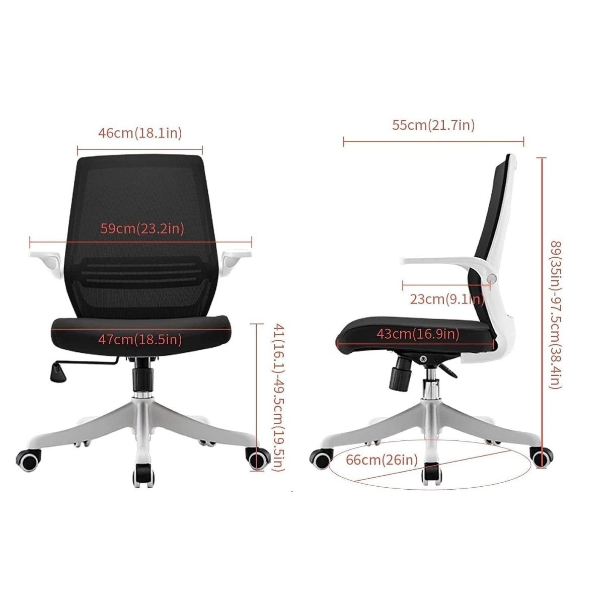 SIHOO M76 Ergonomic Office Chair Swivel Desk Chair Height Adjustable Mesh Back Computer Chair with Lumbar Support 90° Flip-up Armrest Grey