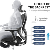 Sihoo Ergonomic Office Chair V1 4D Adjustable High-Back Breathable With Footrest And Lumbar Support Grey - Top-Down View