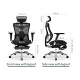 Sihoo Ergonomic Office Chair V1 4D Adjustable High-Back Breathable With Footrest And Lumbar Support Grey - 45-Degree Angle