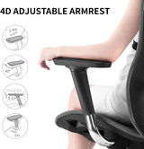 Sihoo Ergonomic Office Chair V1 4D Adjustable High-Back Breathable With Footrest And Lumbar Support Grey - Rear View