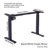140cm Standing Desk Height Adjustable Sit Stand Motorised Black Single Motor Frame Maple Top - Side View