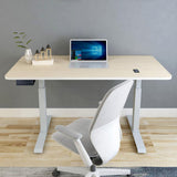 140cm Standing Desk Height Adjustable Sit Stand Motorised Black Single Motor Frame Maple Top - 45-Degree Angle