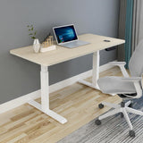 140cm Standing Desk Height Adjustable Sit Stand Motorised Grey Single Motor Frame Black Top - Top-Down View