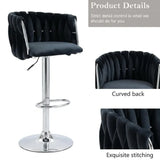 SERENITà Modern Velvet Breakfast Bar Stools Swivel Barstools Adjustable Counter Stools with Backrest (Silver-Black) - Top-Down View