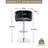 SERENITà Modern Velvet Breakfast Bar Stools Swivel Barstools Adjustable Counter Stools with Backrest (Silver-Black) - 45-Degree Angle
