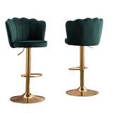 SERENIT? Swivel Bar Stools Bar Height Set of 2 Adjustable Upholstered Counter Barstool Velvet Bar Chairs with Back/Gold Base for Kitchen Island/Bar/