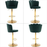 SERENITà Swivel Bar Stools Bar Height Set of 2 Adjustable Upholstered Counter Barstool Velvet Bar Chairs with Back/Gold Base for Kitchen Island/Bar/Cafe-Emerald Green - Side View