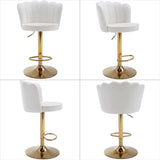 SERENITà Swivel Bar Stools Bar Height Set of 2 Adjustable Upholstered Counter Barstool Velvet Bar Chairs with Back/Gold Base for Kitchen Island/Bar/Cafe-White - Side View