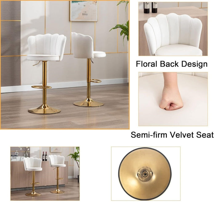 SERENITà Swivel Bar Stools Bar Height Set of 2 Adjustable Upholstered Counter Barstool Velvet Bar Ch