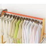 Rail Bamboo Clothes Rack Garment Hanging Stand 3 Tier Storage Shelves Closet 80cm - 45-Degree Angle