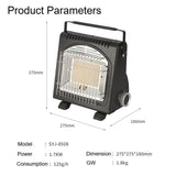 AMZ 1700W 2-in-1 Portable Outdoor Camping Butane Gas Heater Stove Steel Iron Aluminium Metal Manual Application for Travel - Close-Up Angle