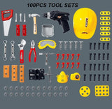 Toy Power Workbench, Kids Power Tool Bench Construction Set with Tools and Electric Drill - Rear View