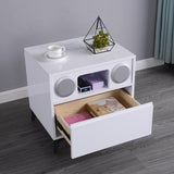 Smart Bedside Tables Side Drawers Wireless Charging Nightstand Bluetooth Speaker LED Light - Top-Down View