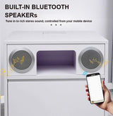 Smart Bedside Tables Side Drawers Wireless Charging Nightstand Bluetooth Speaker LED Light - Rear View